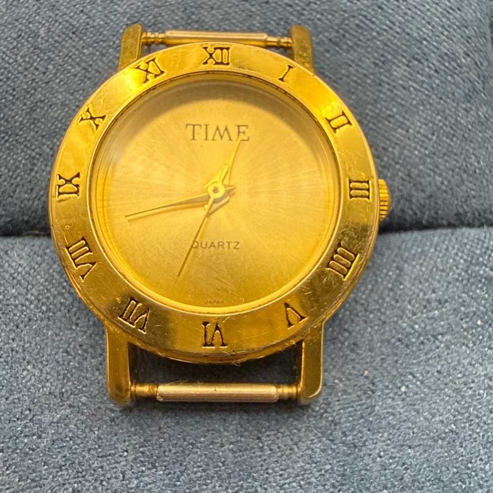 TIME Magazine Vintage Gold-Tone Roman Numeral Quartz Watch Face. For PARTS.